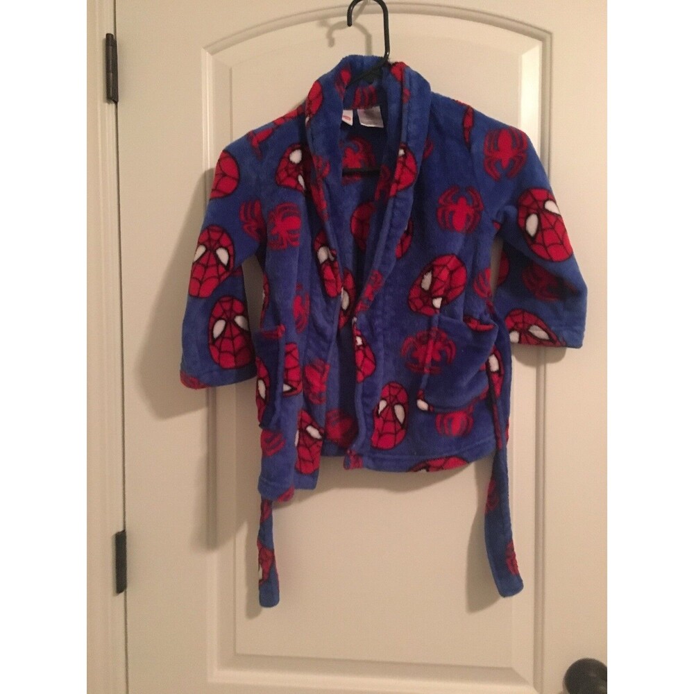 Marvel SpiderMan Boys Fleece Bath Robe Blue & Red Size 4/5
